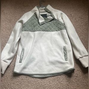 Green and white hoodie